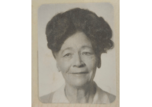 An old black and white photo of a Kelowna woman.